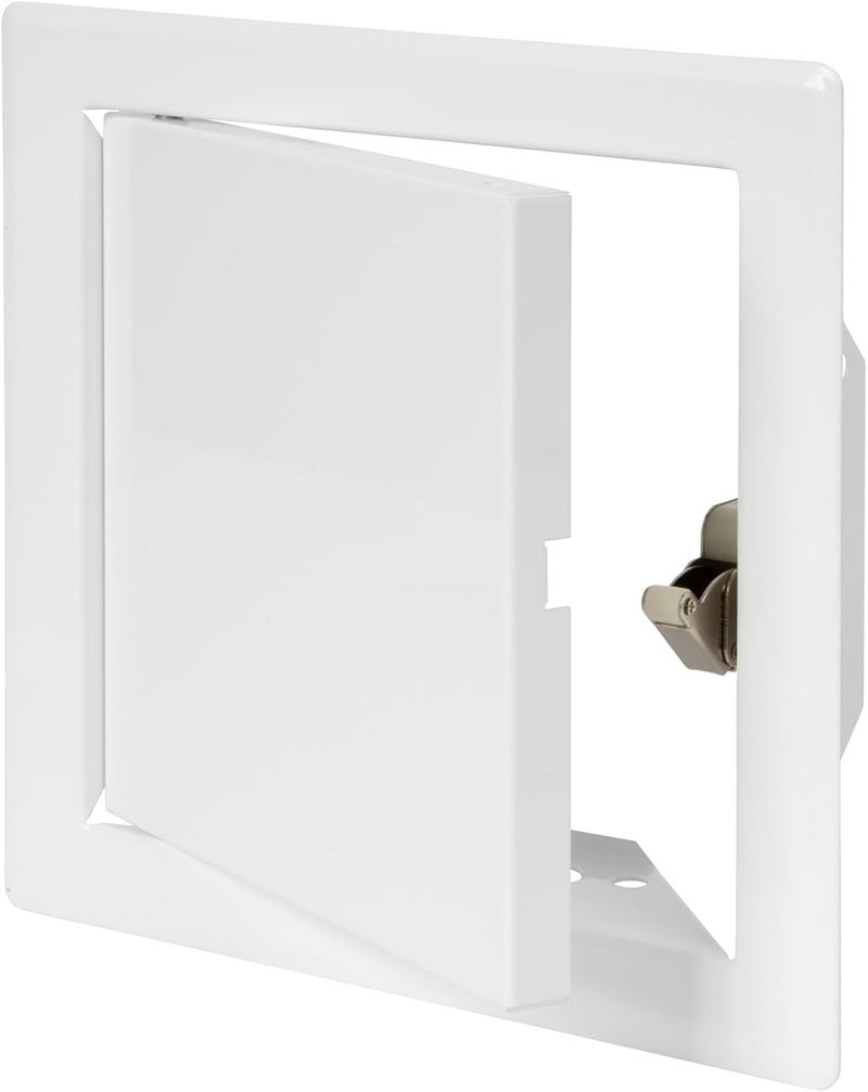 Vent Systems لوحة وصول معدنية بيضاء مقاس 6 بوصة × 6 بوصة مع وظيفة النقر - أبواب وصول سهلة - لوحة وصول للجدران، والخدمات الكهربائية والسباكة - Image 1